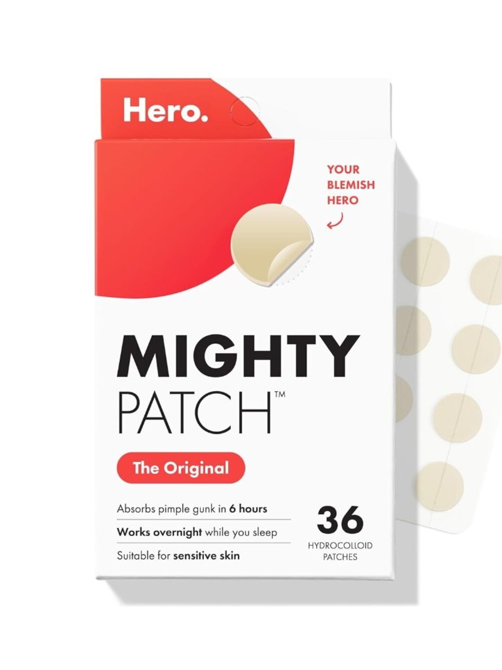 Mighty Patch Hero Cosmetics Original Nighttime Acne Pimple Patches, 36 Ct